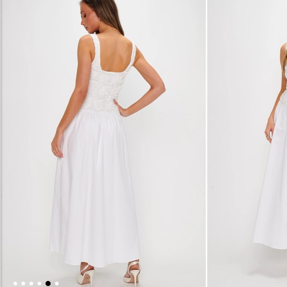 Show Me Your MuMu Bradshaw Maxi Dress White Rosette White Textured Dress - Picture 9 of 10